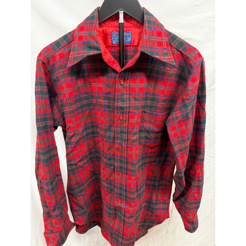 Vintage Pendleton Tartan Plaid 100% Pure Wool Made‎ in USA Flannel Sz M - Picture 2 of 9